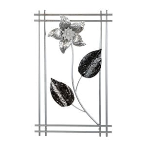 Metal Tablo Çiçek Desenli 3 Boyutlu Modern Gümüş 30x50 Cm.