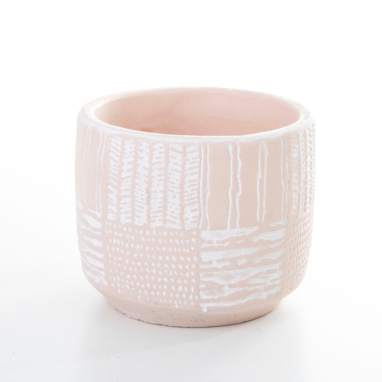 Veramaya Antik Desenli Somon Renk Beton Saksı 14x12 Cm