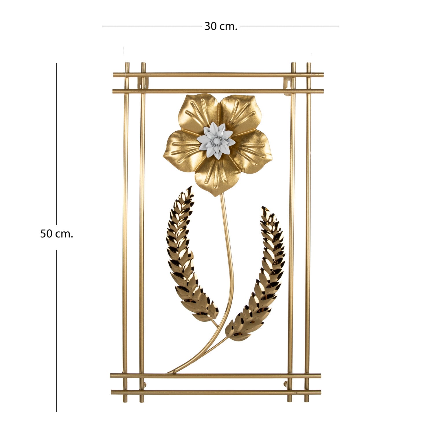 Metal Tablo Çiçek Desenli 3 Boyutlu Modern Gold 30x50 Cm.
