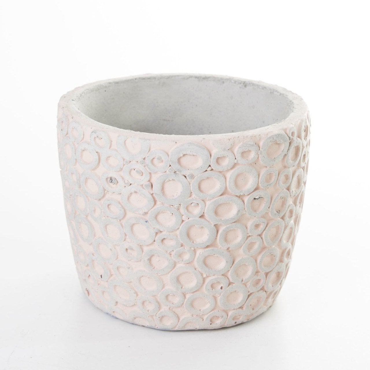 Veramaya Halka Desenli Somon Renk Beton Saksı 14,5x12,5 Cm