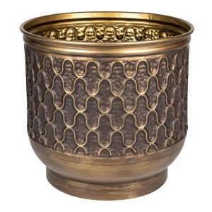 Kabartma Desenli Metal Çiçeklik Saksı Kahverengi 39X35 Cm.