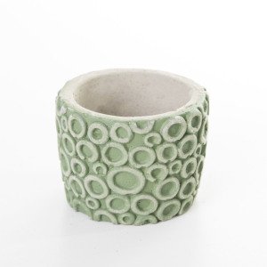 Veramaya Halka Desenli Yeşil Beton Sukulent Saksı 8x6 Cm