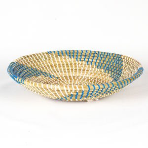 Hasır Duvar Sepeti Natural-Mavi 38x8 Cm.
