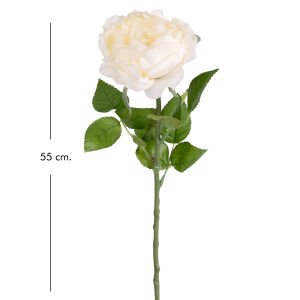 Yapay Islak Dokulu Gül Beyaz 55 Cm.