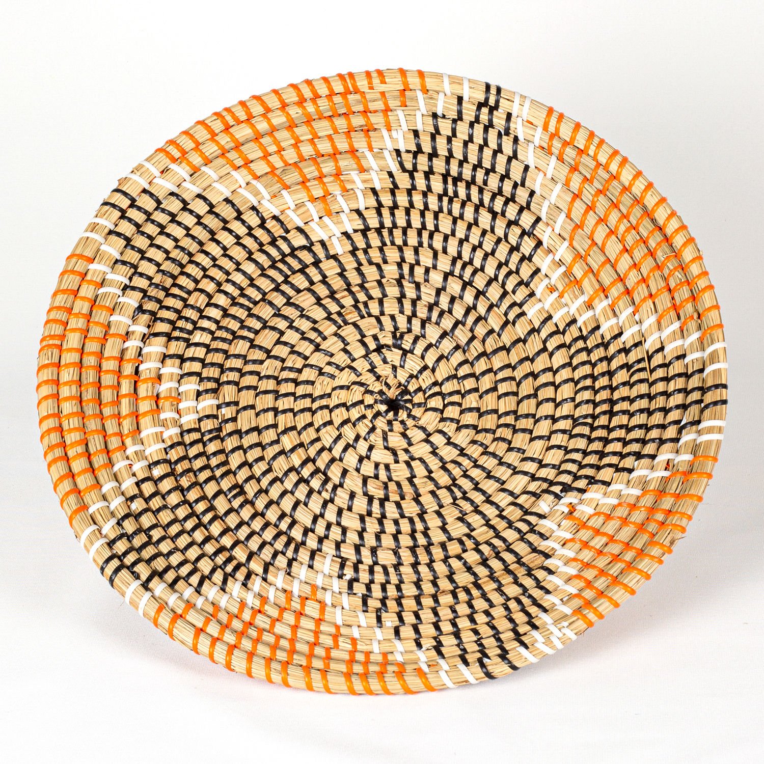 Hasır Duvar Sepeti Yıldız Desenli Natural-Turuncu 27x6 Cm.
