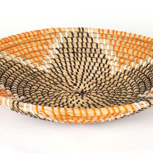 Hasır Duvar Sepeti Yıldız Desenli Natural-Turuncu 27x6 Cm.