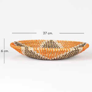 Hasır Duvar Sepeti Yıldız Desenli Natural-Turuncu 27x6 Cm.
