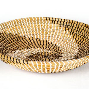 Hasır Duvar Sepeti Sarmal Desenli Natural-Beyaz 38x8 Cm.