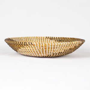 Hasır Duvar Sepeti Sarmal Desenli Natural-Beyaz 38x8 Cm.