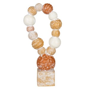 Dekoratif Biblo Modern Stand Taşlı Kahverengi-Beyaz 20x42 Cm.