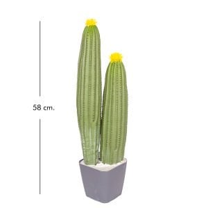 Yapay Kaktüs Saksılı Sarı Çiçekli 58 Cm.