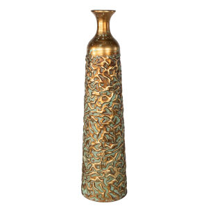 Dekoratif Uzun Silindir Vazo Eskitme Gold 17x74 Cm.