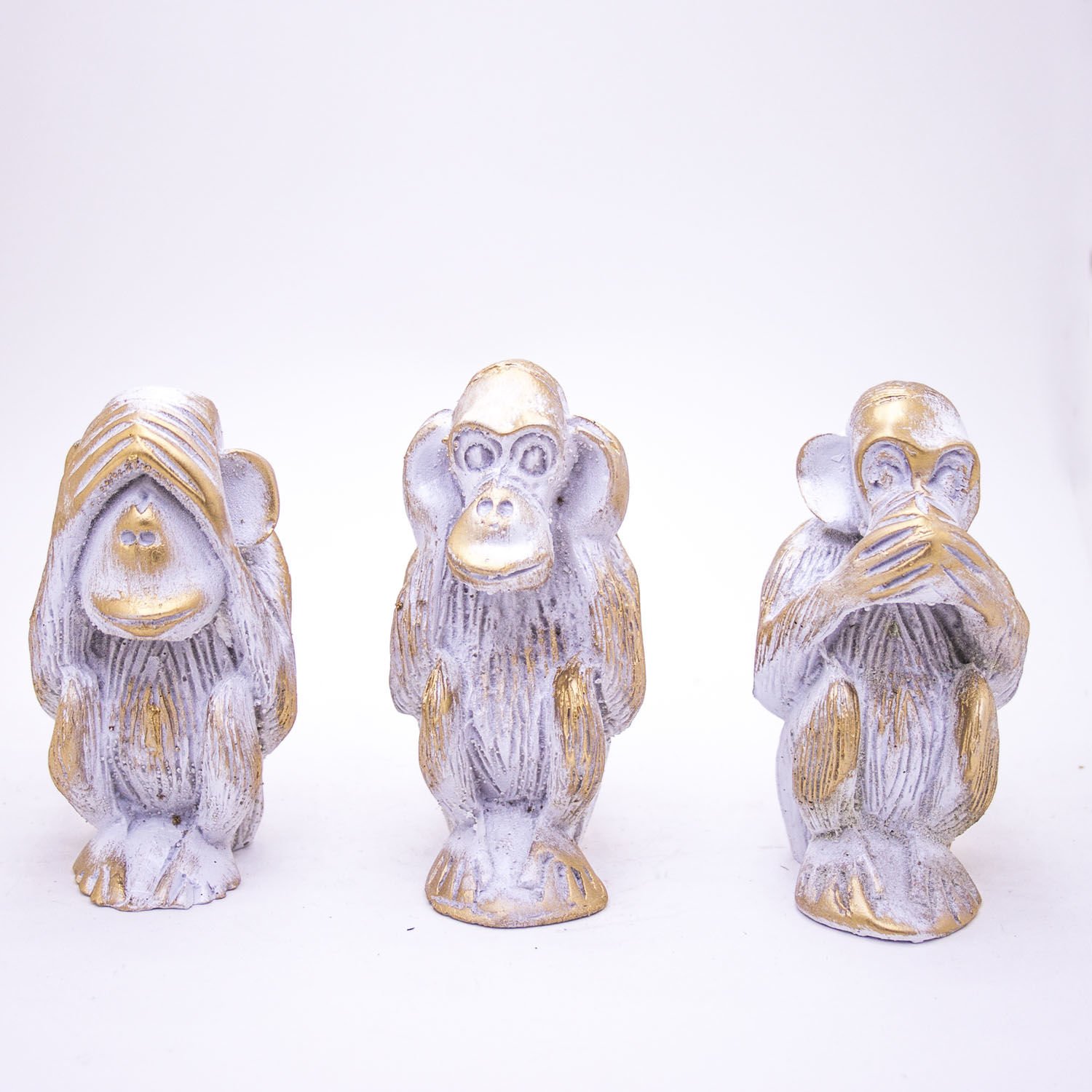 Veramaya Üç Maymun Biblo Beyaz Set 6x11x6 Cm