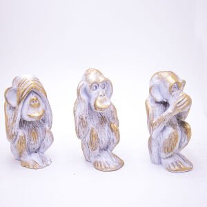 Veramaya Üç Maymun Biblo Beyaz Set 6x11x6 Cm