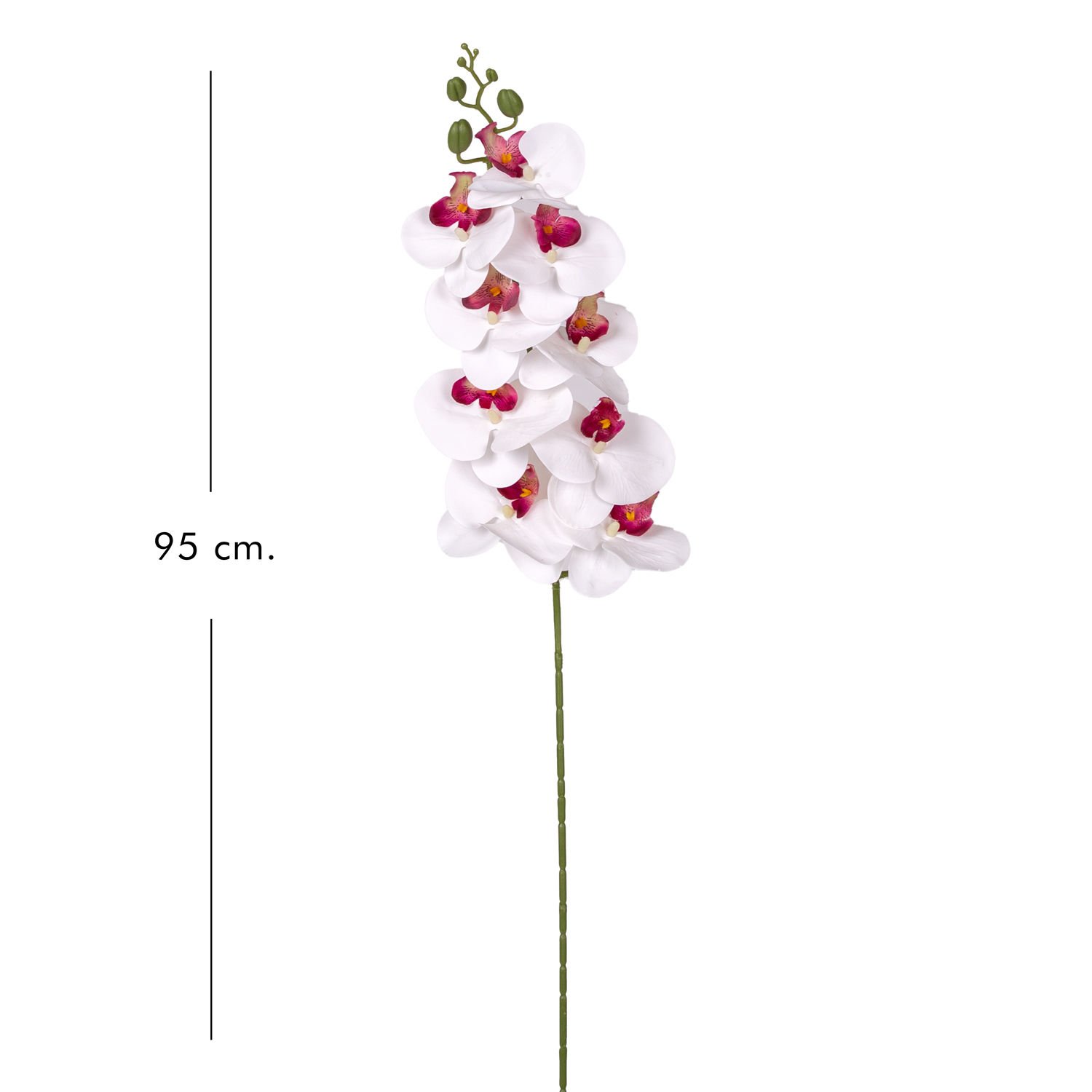 Yapay Çiçek, Orkide, Gerçek Dokunuş, Beyaz-Mor - 95 cm