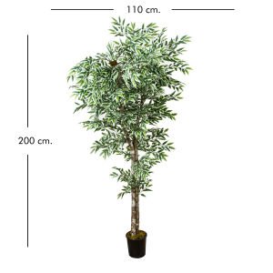 Yapay Smilax Ağacı Çift Gövde Yeşil-Beyaz 200 Cm.