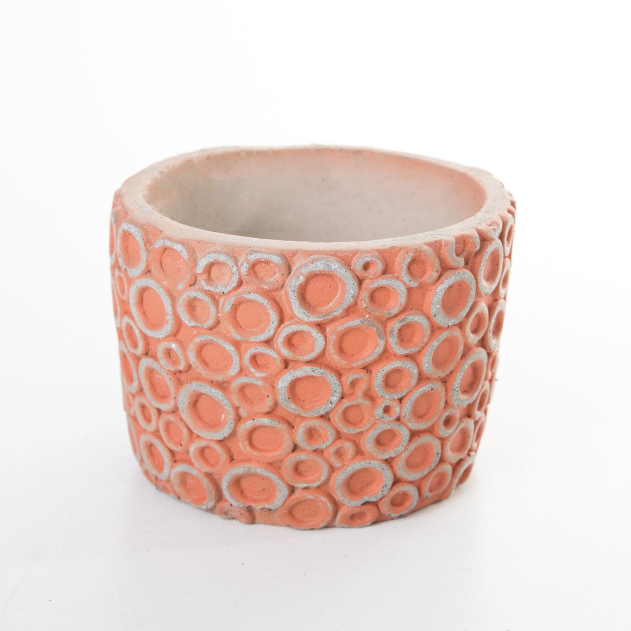 Veramaya Halka Desenli Kiremit Renk Beton Saksı 12,5x9,5 Cm