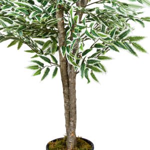 Yapay Smilax Ağacı Çift Gövde Yeşil-Beyaz 130 Cm.