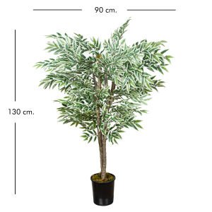 Yapay Smilax Ağacı Çift Gövde Yeşil-Beyaz 130 Cm.