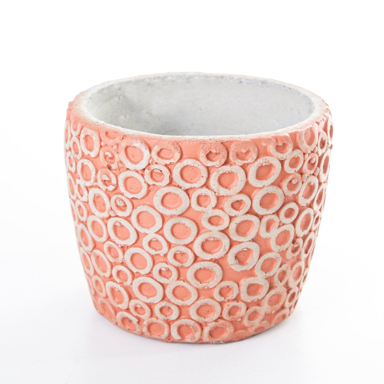 Veramaya Halka Desenli Kiremit Renk Beton Saksı 14,5x12,5 Cm