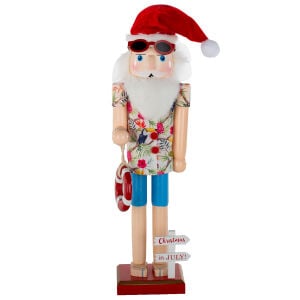 Yılbaşı Süsü Kurşun Asker Fındıkkıran Gömlekli Noel Şapkalı Kırmızı-Mavi 38 Cm.