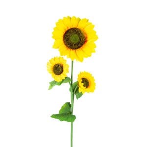 Yapay Ayçiçeği, Sarı-Yeşil - 3 Çiçekli, 30x130 cm