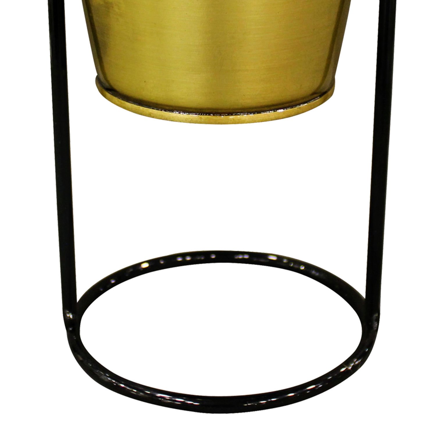 Metal Saksı, Parlak Altın - Tekli, Standlı, 13 x 21 cm
