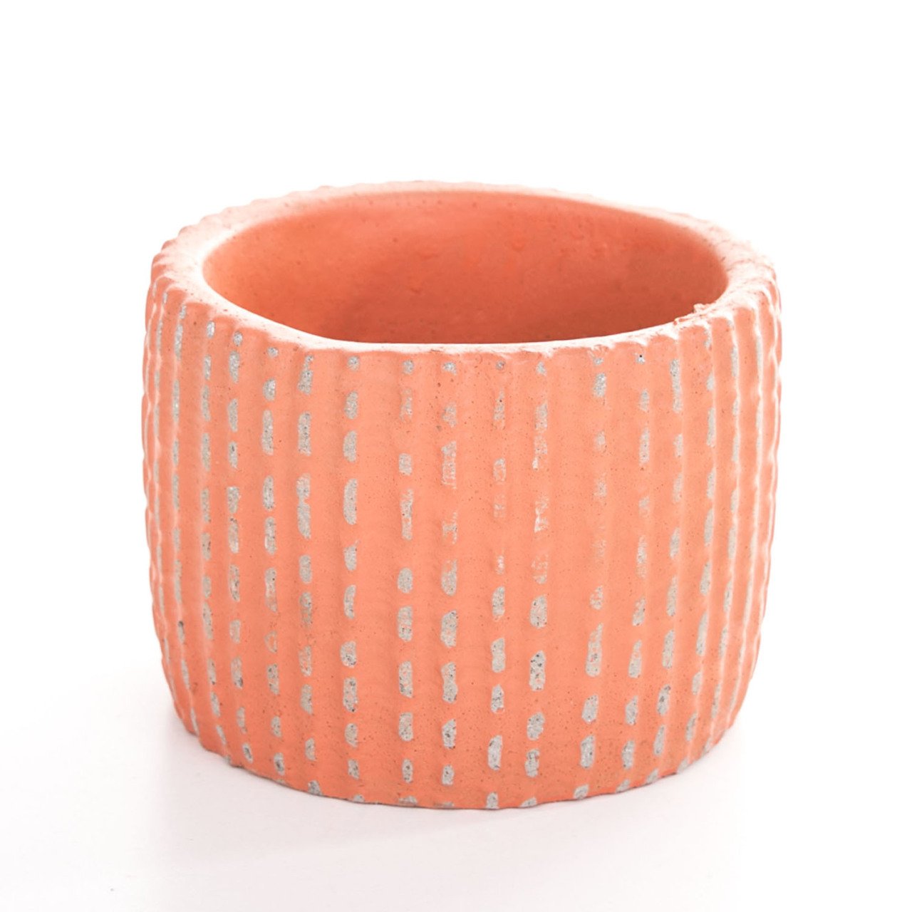 Veramaya Çizgili Eskitme Beton Saksı Kiremit Renk 12,5x10 Cm