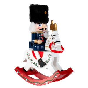 Yılbaşı Süsü Kurşun Asker Sallanan At Mavi-Beyaz 25 Cm.
