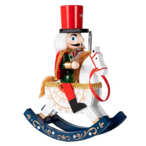 Yılbaşı Süsü Kurşun Asker Sallanan At Kırmızı-Beyaz-Mavi 30 Cm.