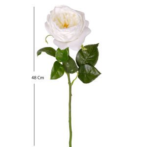 Yapay Çiçek Islak Dokulu Gül Beyaz 48 Cm.