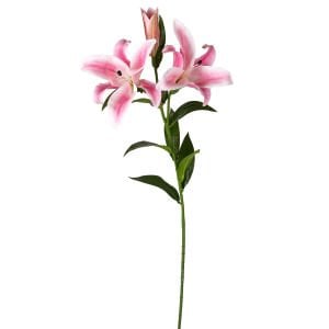 Yapay Çiçek, Zambak, Pembe-Beyaz - 85 cm