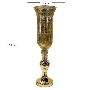 Dekoratif Ayaklı Cam Vazo Altın 22x75 Cm.