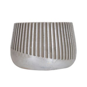 Büyük Boy Çizgili Aranjman  Beton Saksı Lame 17 x 13 Cm.