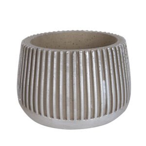 Büyük Boy Çizgili Aranjman  Beton Saksı Lame 17 x 13 Cm.