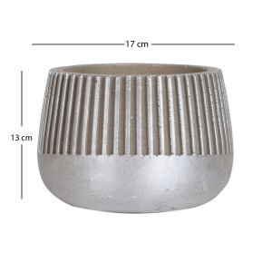 Büyük Boy Çizgili Aranjman  Beton Saksı Lame 17 x 13 Cm.