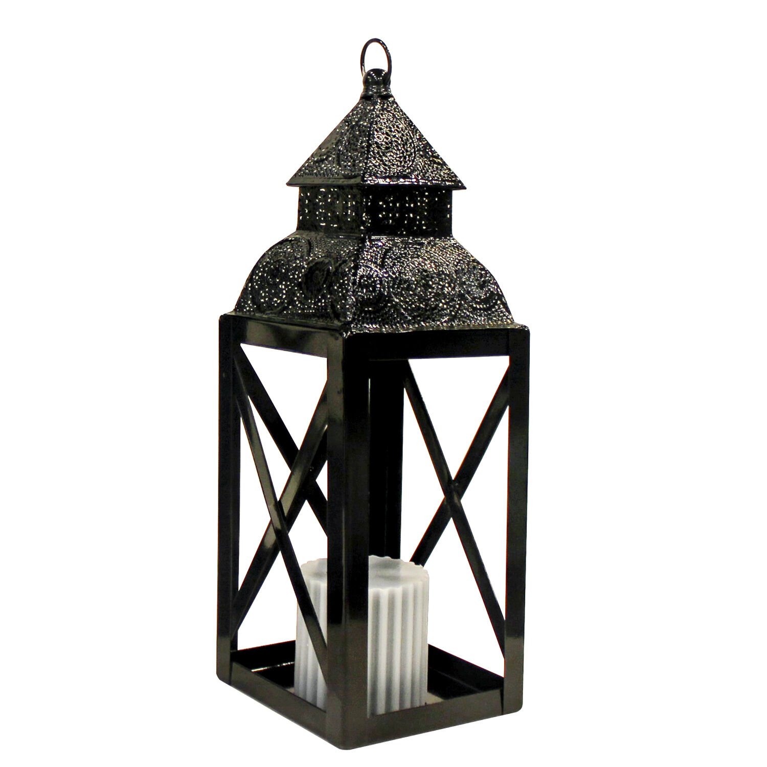 Metal Mumluk Fener Siyah 16x52 Cm.