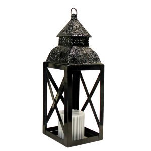 Metal Mumluk Fener Siyah 16x52 Cm.