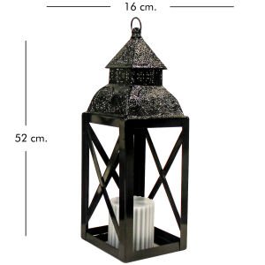 Metal Mumluk Fener Siyah 16x52 Cm.