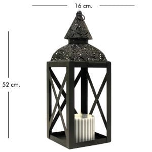 Metal Mumluk Fener Mat Siyah 16x52 Cm.