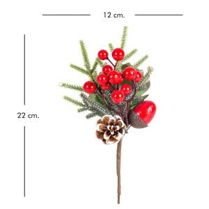 Yılbaşı Süsü Pike Aranjman Çam Kozalağı Pelit Berry Figürlü Kırmızı-Yeşil 12 x 22 Cm.