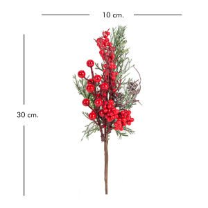 Yılbaşı Süsü Pike Aranjman Çam Kozalağı Berry Karlı Dal Figürlü Kırmızı-Yeşil 10 x 30 Cm.