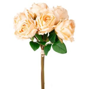 Yapay Çiçek Gül 6'lı Demet Açık Sarı 37 Cm.