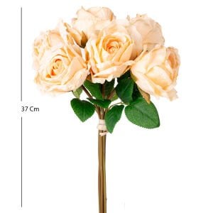 Yapay Çiçek, Gül Demeti, Açık Sarı - 6'lı Demet, 37 cm