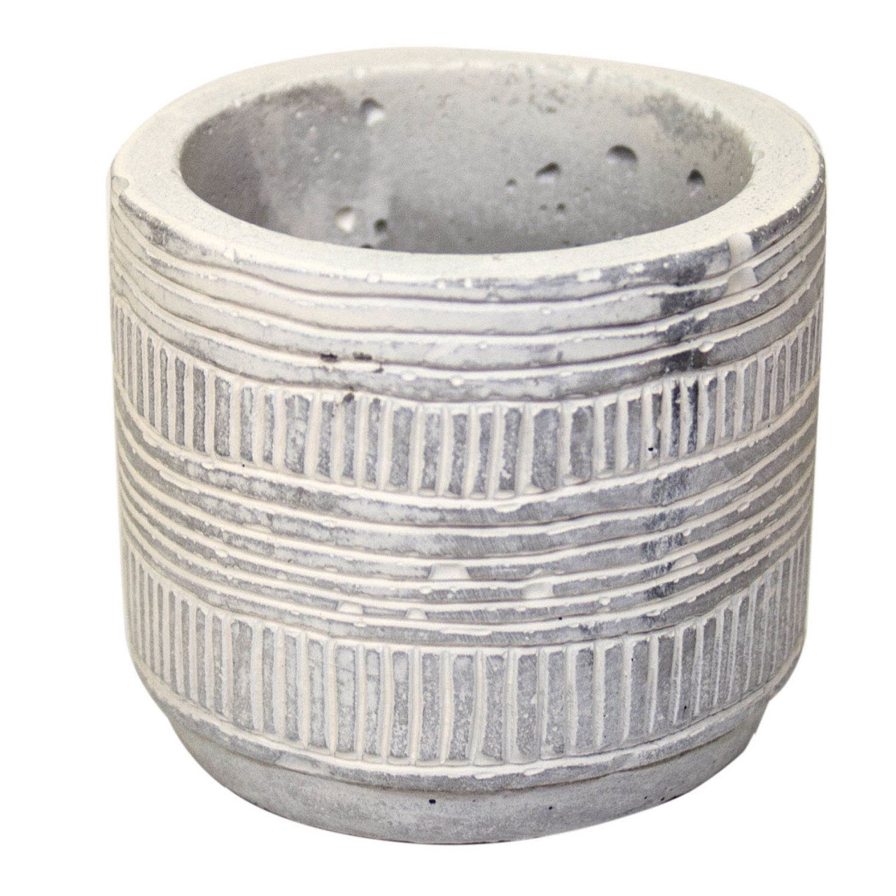 Veramaya Çizgili Beton Sukulent Saksı Beyaz 7x6 Cm