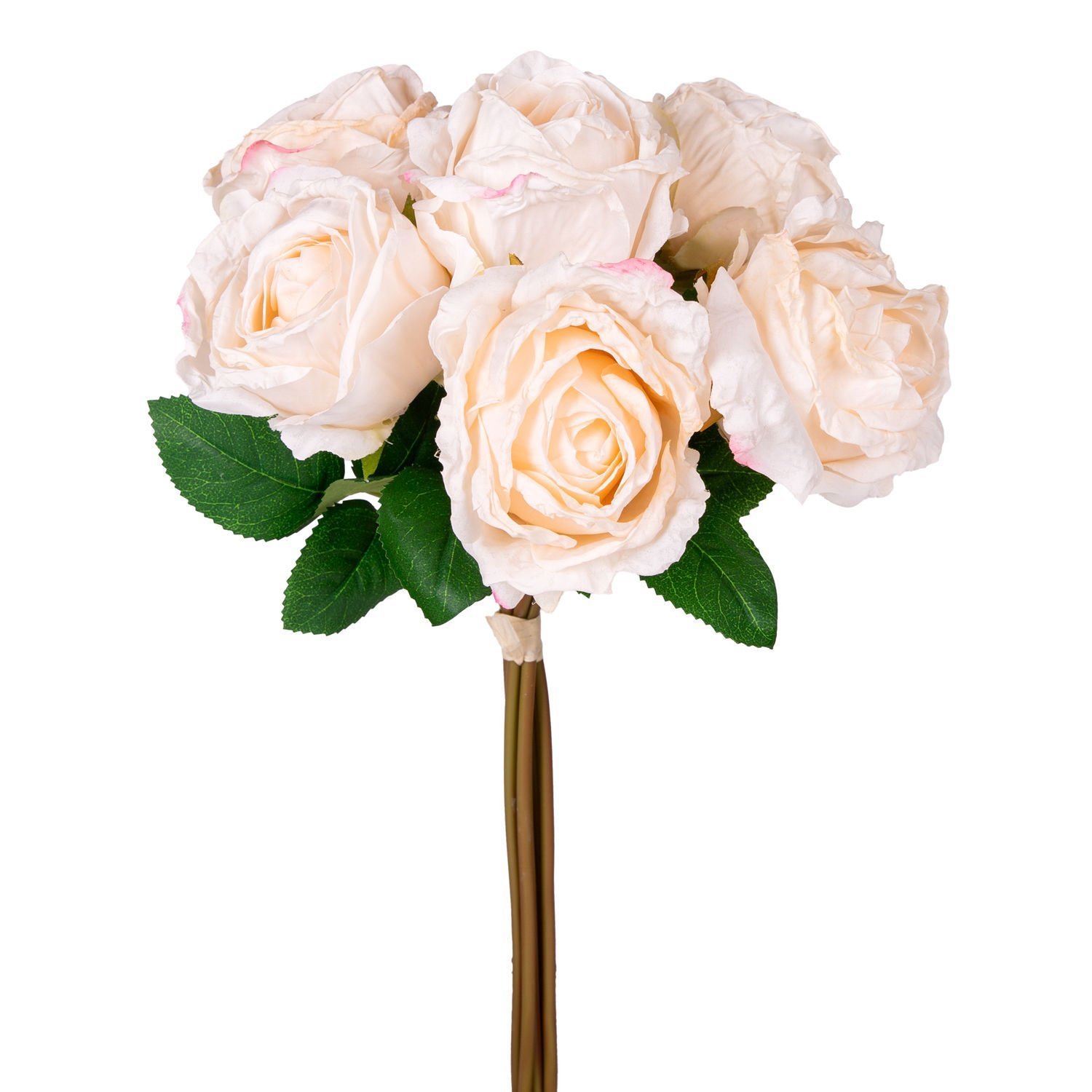 Yapay Çiçek Gül 6'lı Demet Krem 37 Cm.