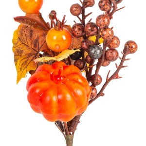 Yılbaşı Süsü Pike Aranjman Sonbahar Balkabağı Nar Berry Figürlü Turuncu-Kahverengi 9 x 20 Cm.