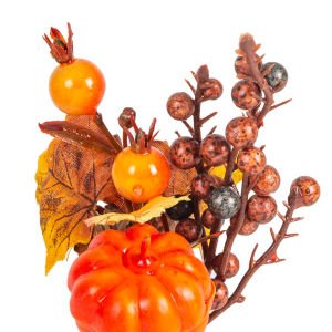 Yılbaşı Süsü Pike Aranjman Sonbahar Balkabağı Nar Berry Figürlü Turuncu-Kahverengi 9 x 20 Cm.