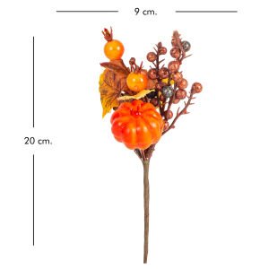 Yılbaşı Süsü Pike Aranjman Sonbahar Balkabağı Nar Berry Figürlü Turuncu-Kahverengi 9 x 20 Cm.