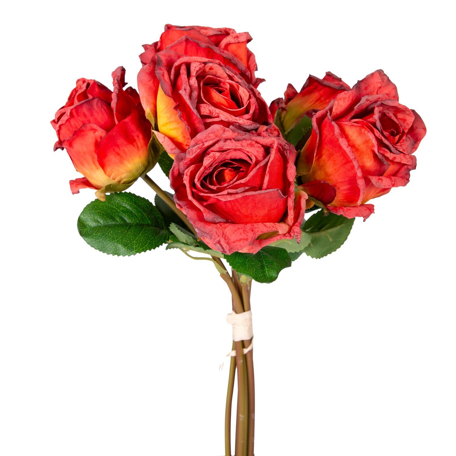Yapay Çiçek Gül 6'lı Demet Kırmızı 37 Cm.